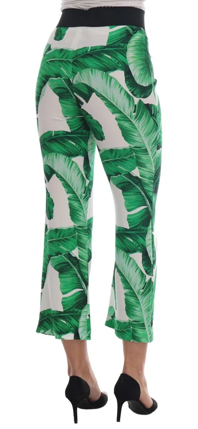 Green Banana Leaf Stretch Flare Pants