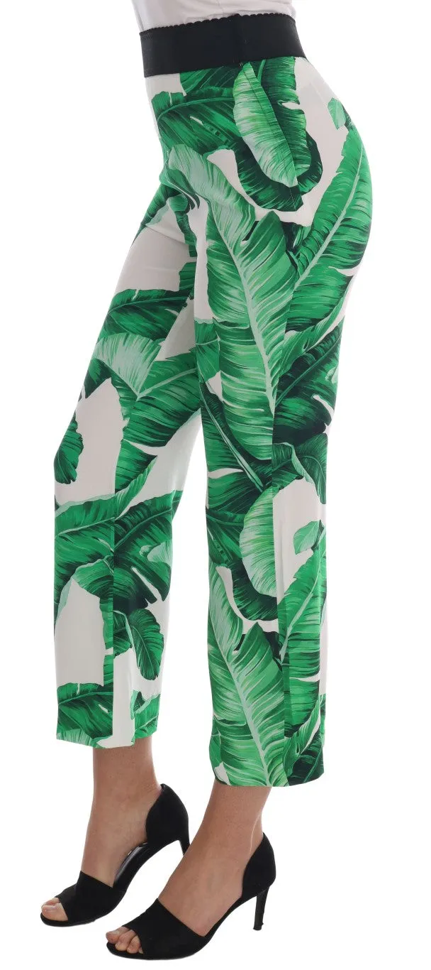 Green Banana Leaf Stretch Flare Pants