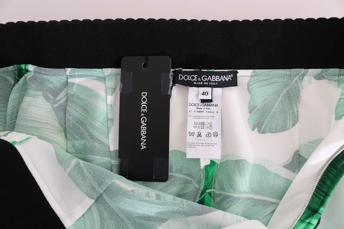 Green Banana Leaf Stretch Flare Pants