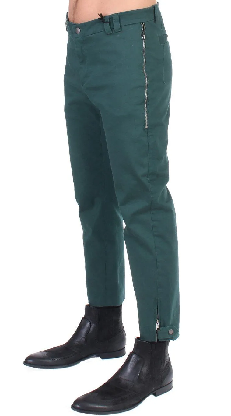 Green cotton stretch pants