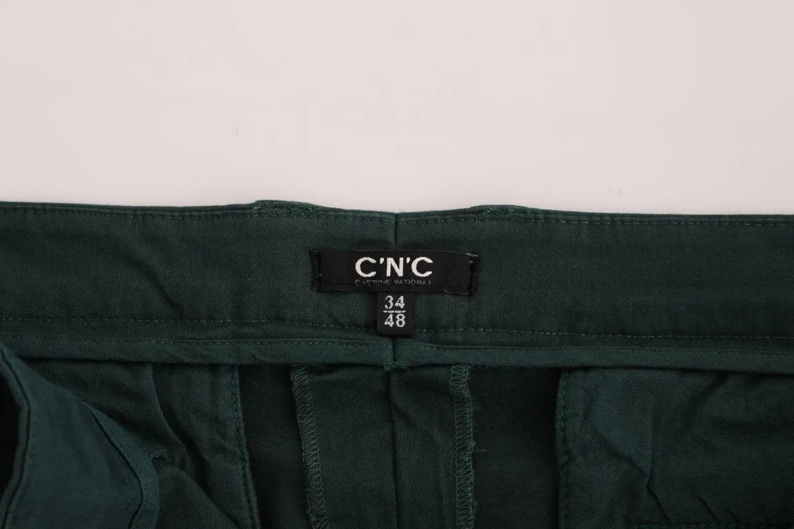 Green cotton stretch pants