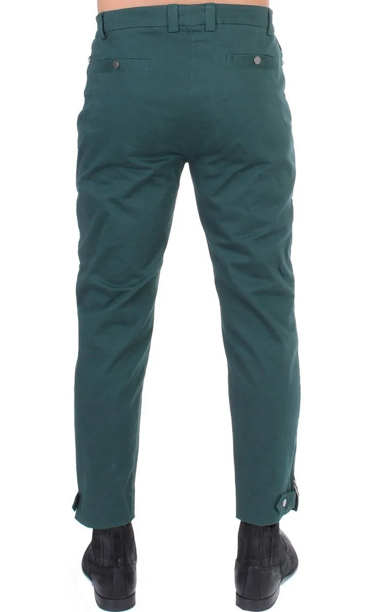 Green cotton stretch pants