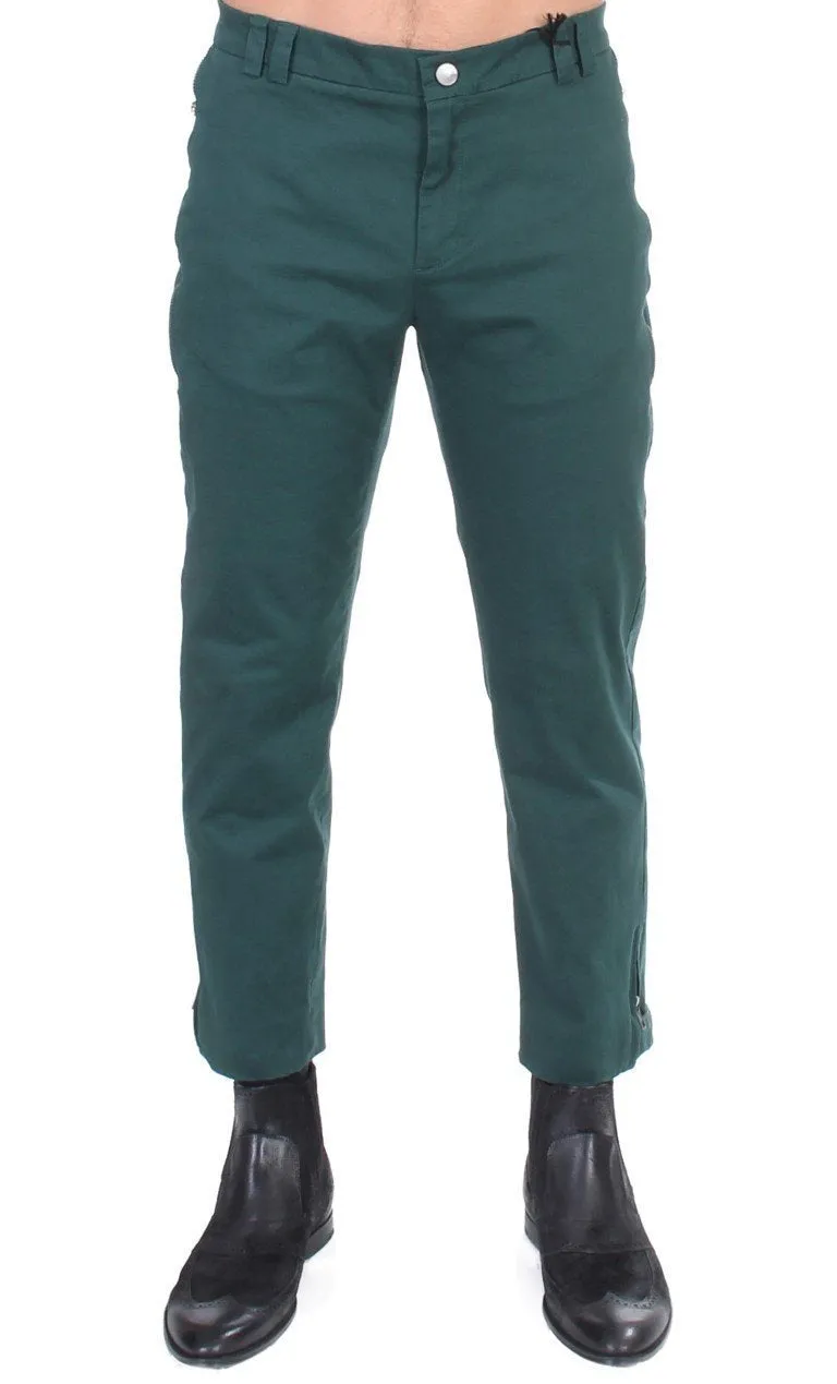 Green cotton stretch pants