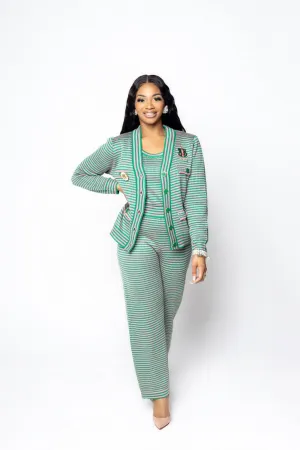 Green Striped Knit Pants