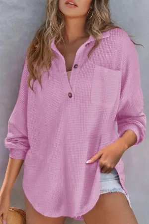 Half Button Long Sleeve Sweatshirt (6 Colors)