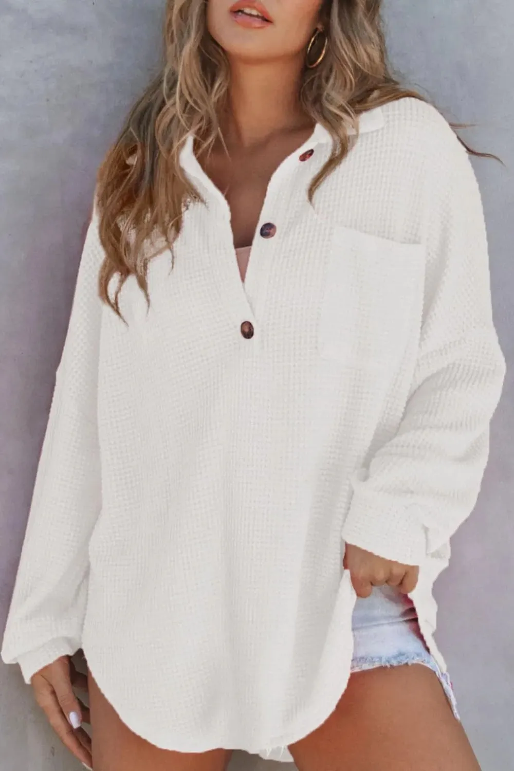 Half Button Long Sleeve Sweatshirt (6 Colors)