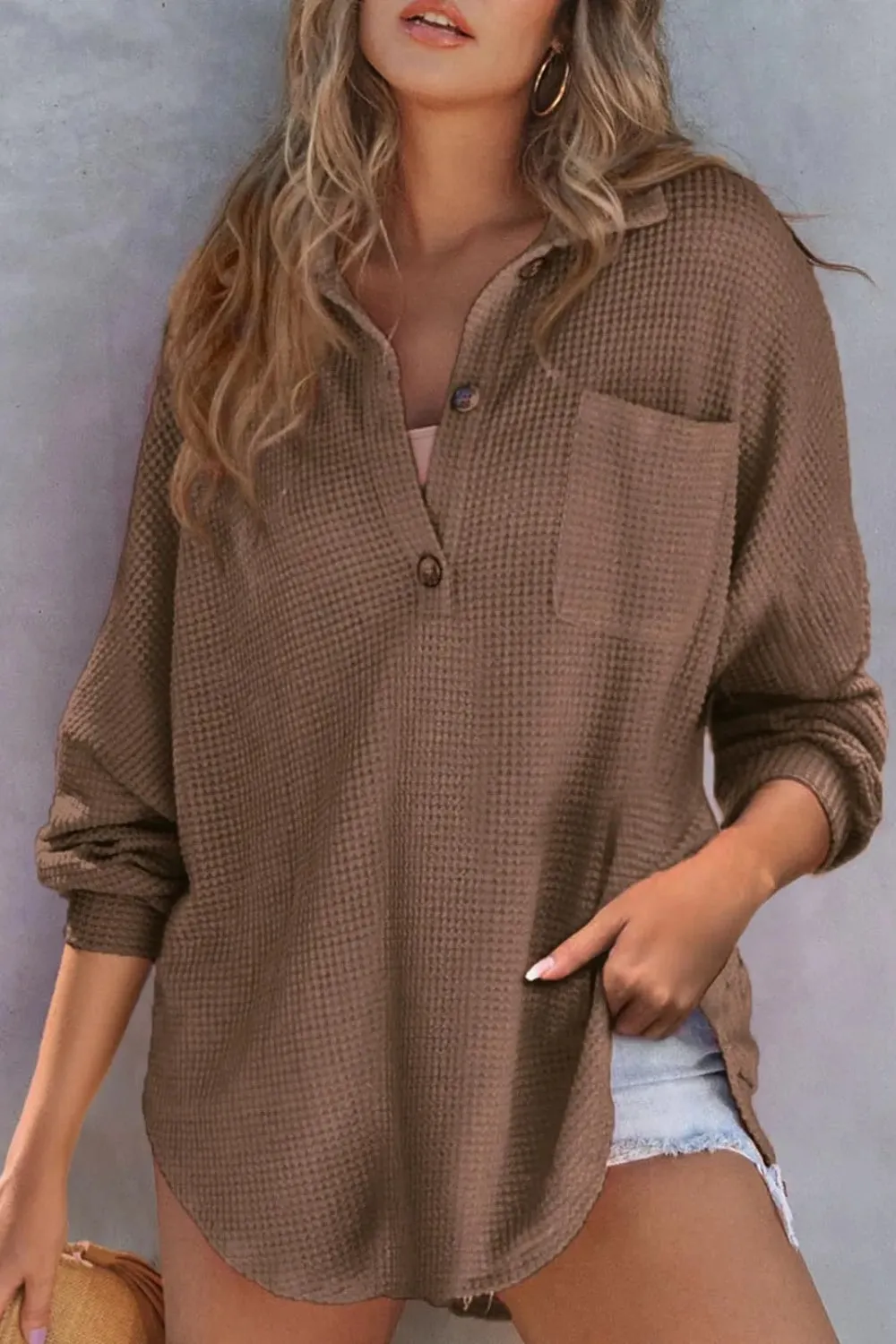 Half Button Long Sleeve Sweatshirt (6 Colors)