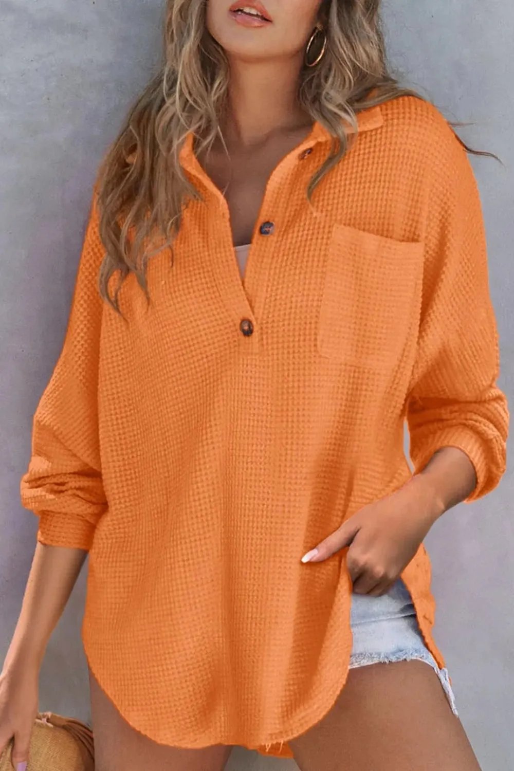Half Button Long Sleeve Sweatshirt (6 Colors)