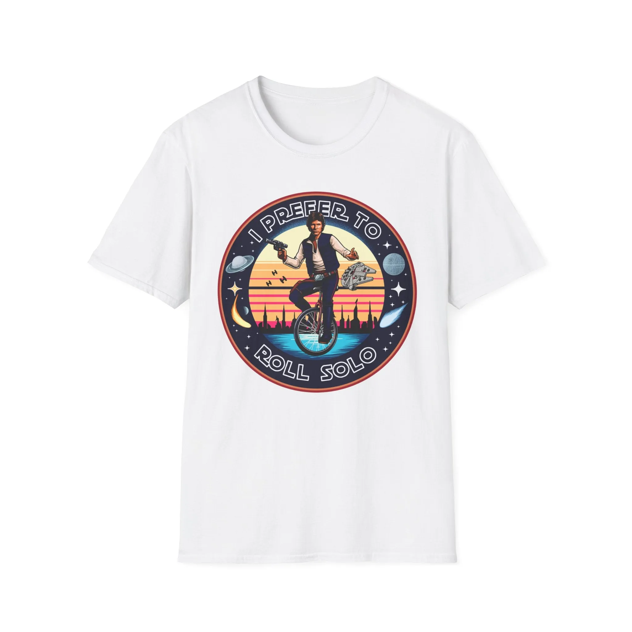 Han Solo Unicycle On Gildan Softstyle Tee