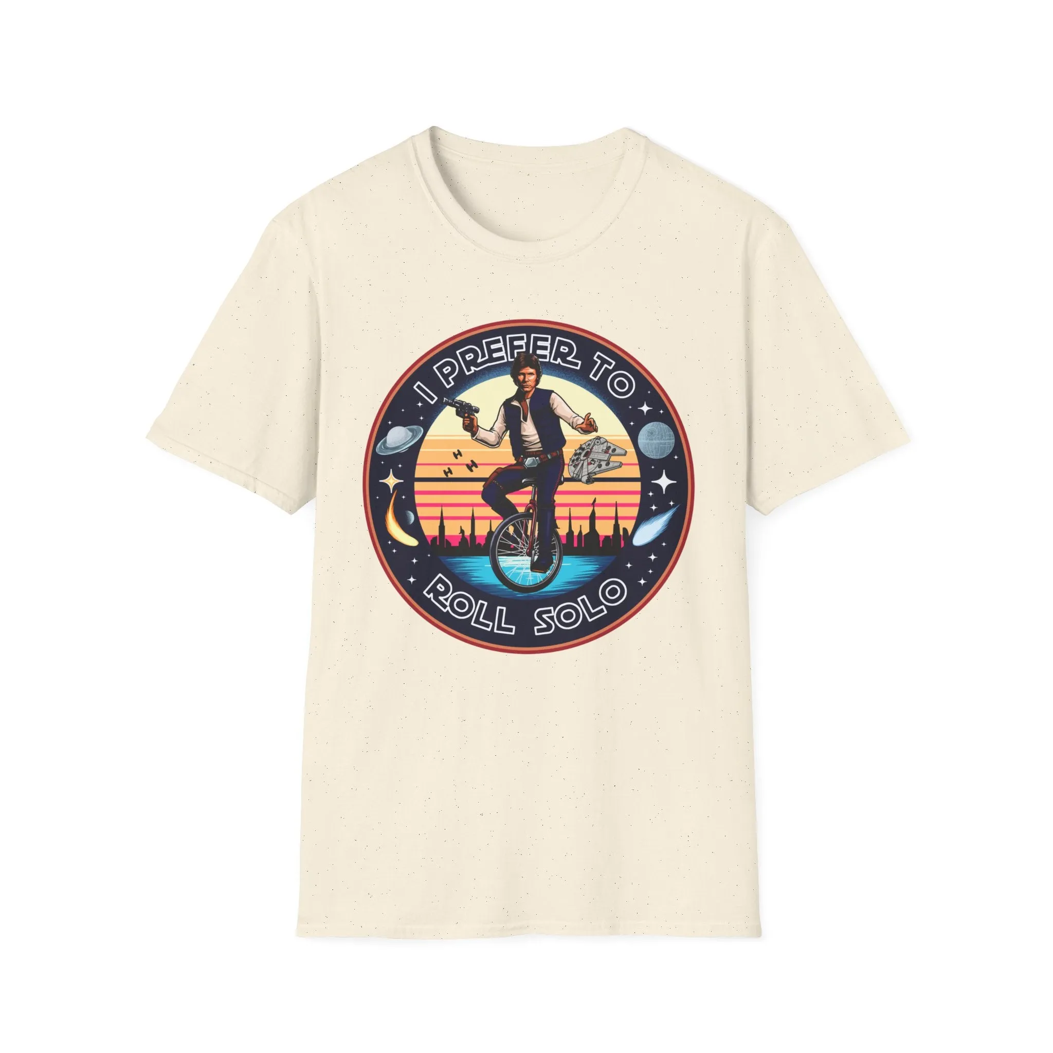 Han Solo Unicycle On Gildan Softstyle Tee
