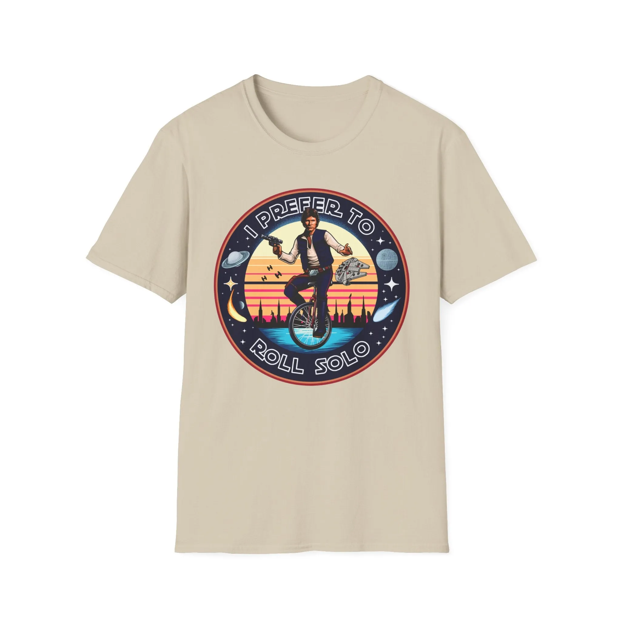 Han Solo Unicycle On Gildan Softstyle Tee