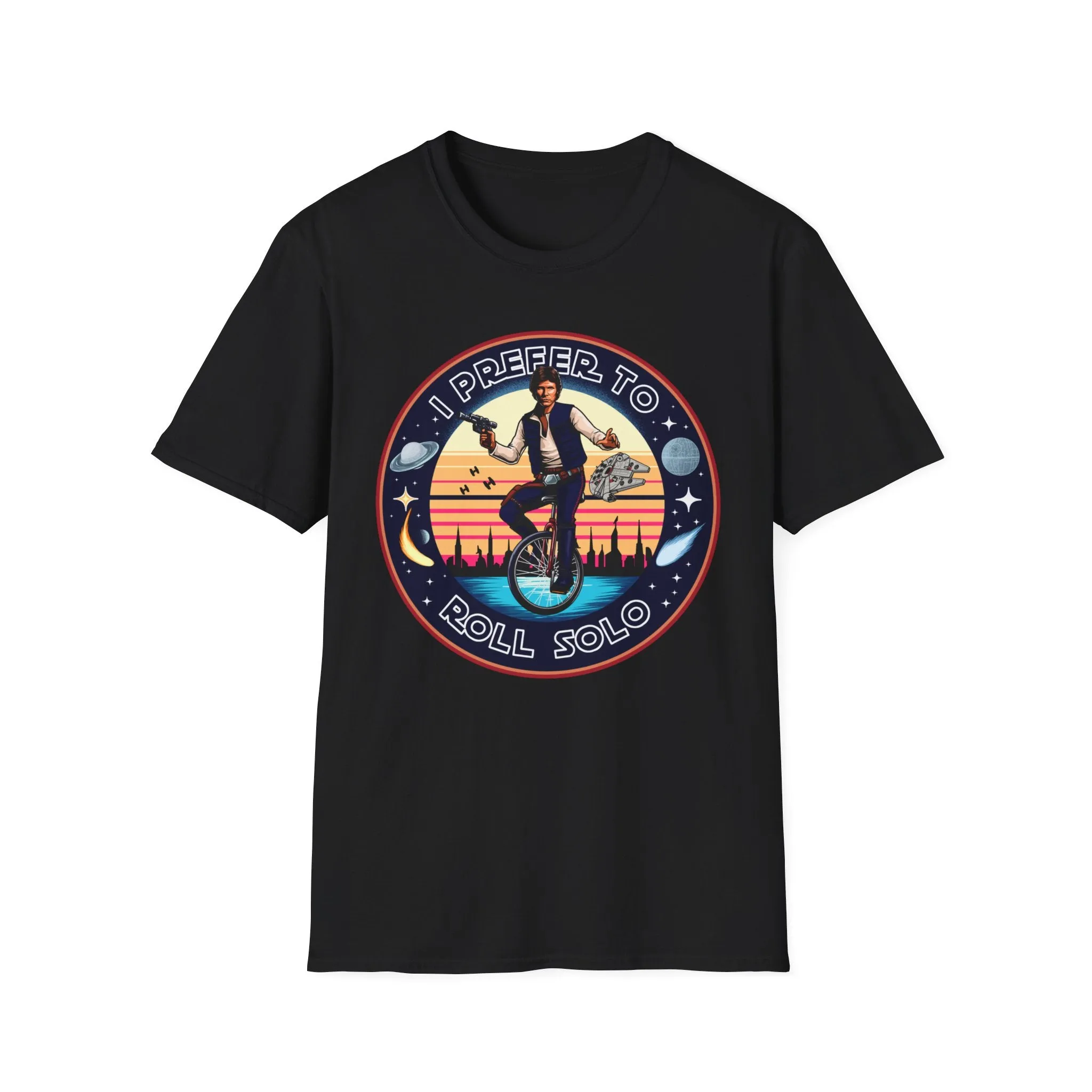 Han Solo Unicycle On Gildan Softstyle Tee