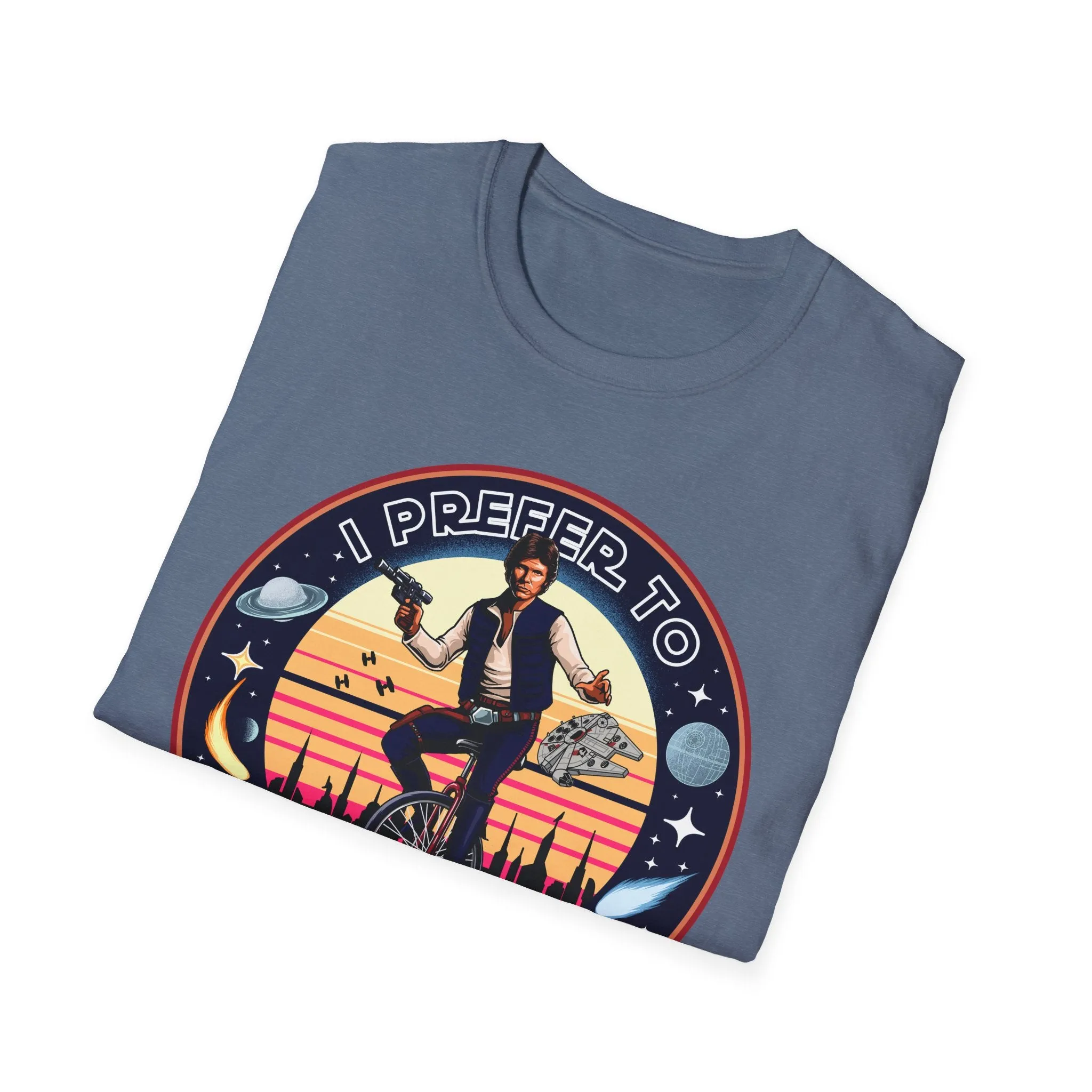 Han Solo Unicycle On Gildan Softstyle Tee