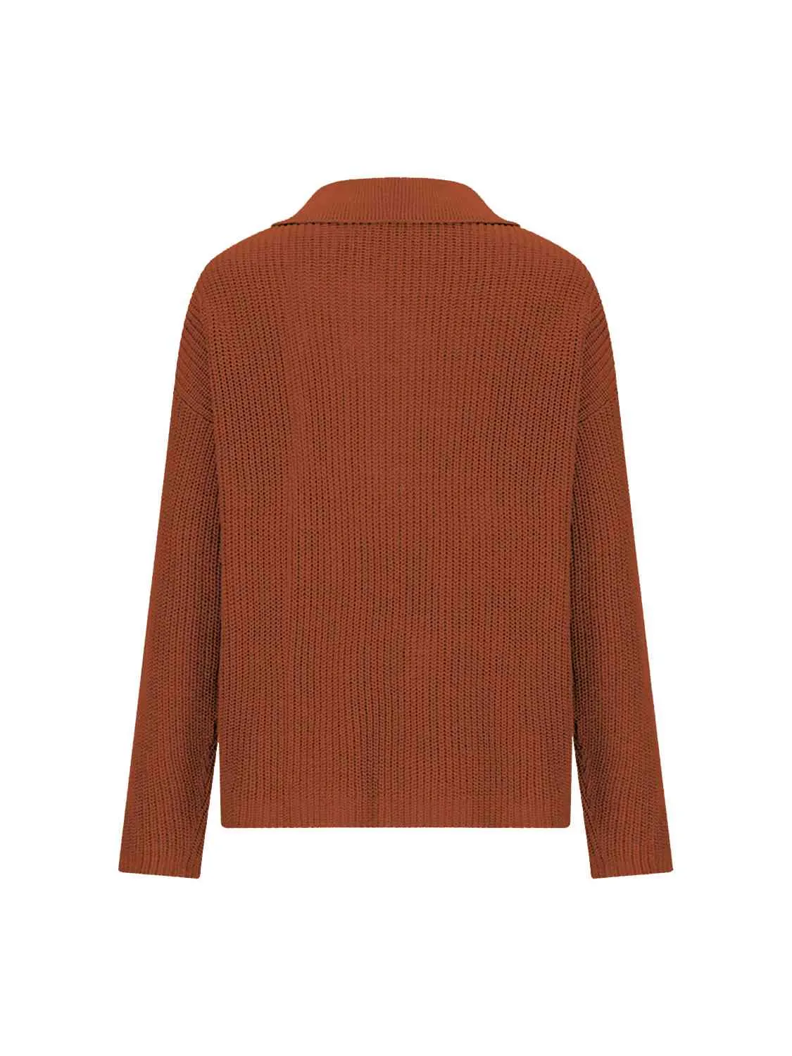 Hazel Blues® |  Collared Neck Half Button Knit Top