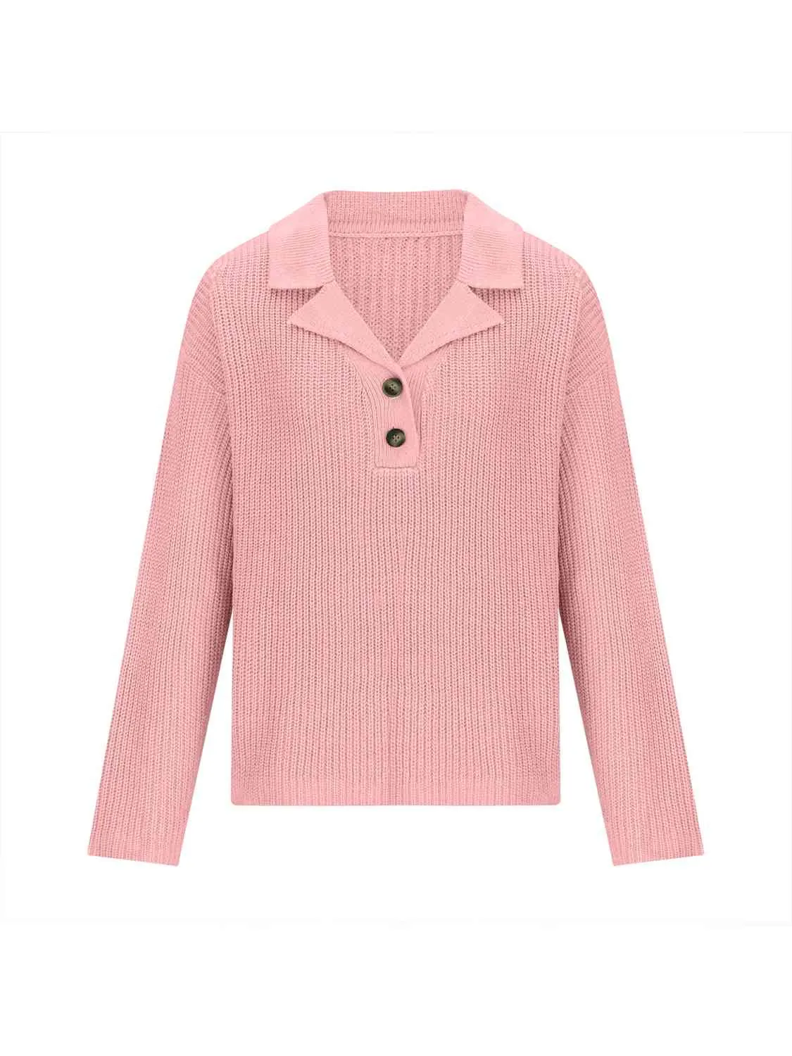 Hazel Blues® |  Collared Neck Half Button Knit Top