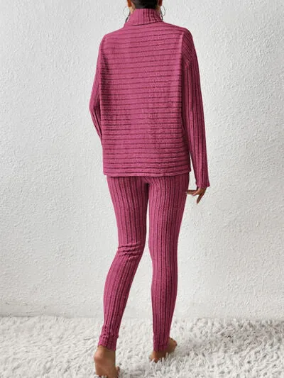Hazel Blues® |  Ribbed Turtleneck Top and Pants Set