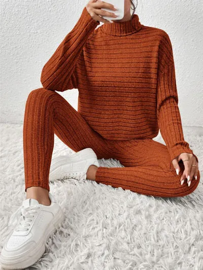 Hazel Blues® |  Ribbed Turtleneck Top and Pants Set