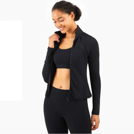 High quality ladies workout  long sleeve zipper skinny slimming sports Yoga wear Jacket