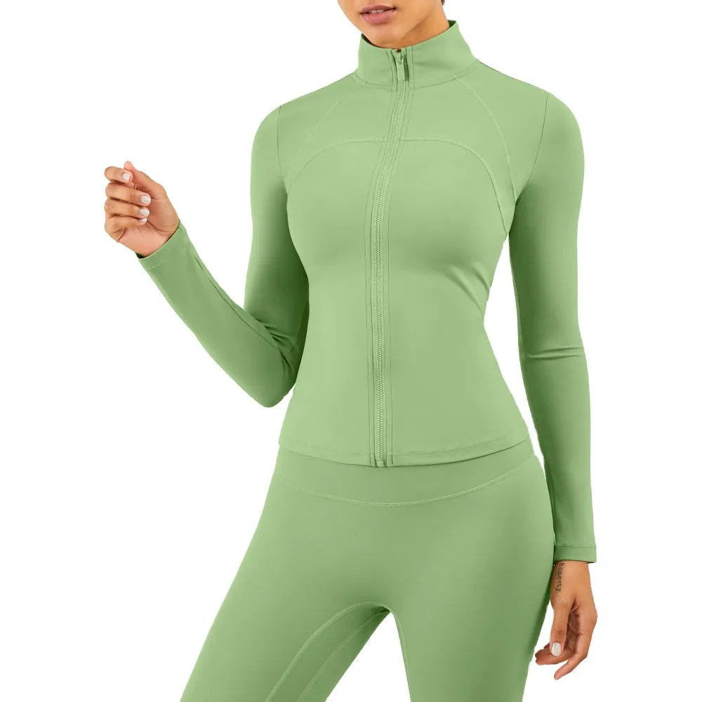 High quality ladies workout  long sleeve zipper skinny slimming sports Yoga wear Jacket