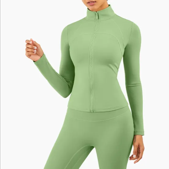 High quality ladies workout  long sleeve zipper skinny slimming sports Yoga wear Jacket