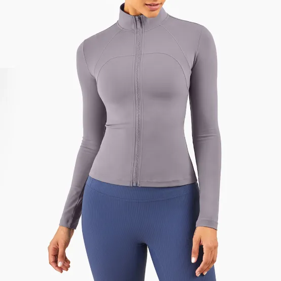 High quality ladies workout  long sleeve zipper skinny slimming sports Yoga wear Jacket