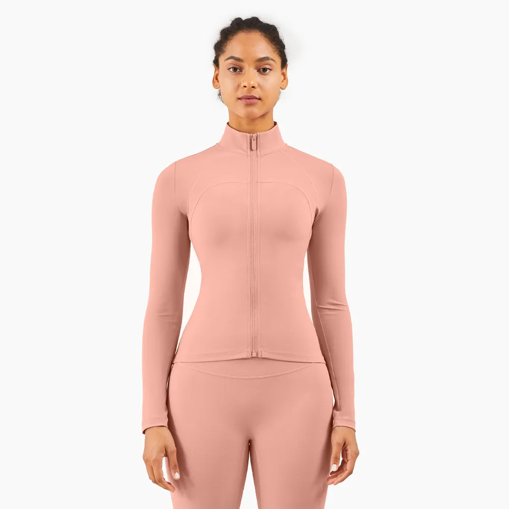 High Quality Sports Yoga Jacket Fashion Pink Breathable Sport Women Jacket Long Sleeved Sport Coat