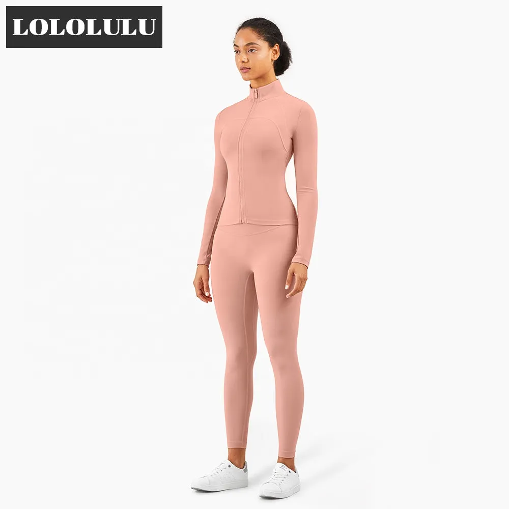High Quality Sports Yoga Jacket Fashion Pink Breathable Sport Women Jacket Long Sleeved Sport Coat