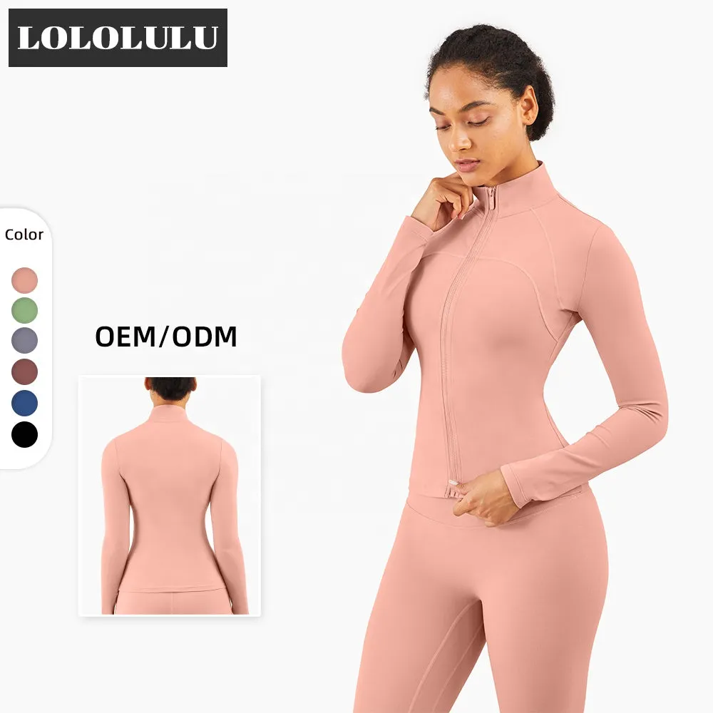 High Quality Sports Yoga Jacket Fashion Pink Breathable Sport Women Jacket Long Sleeved Sport Coat