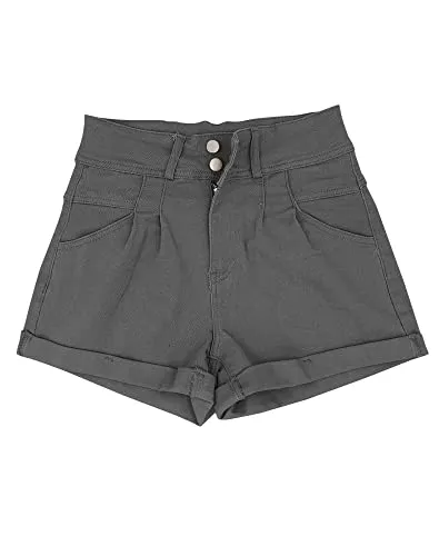 Hilltichu Womens Relaxed Fit Casual High Waist Pocketed Denim Shorts