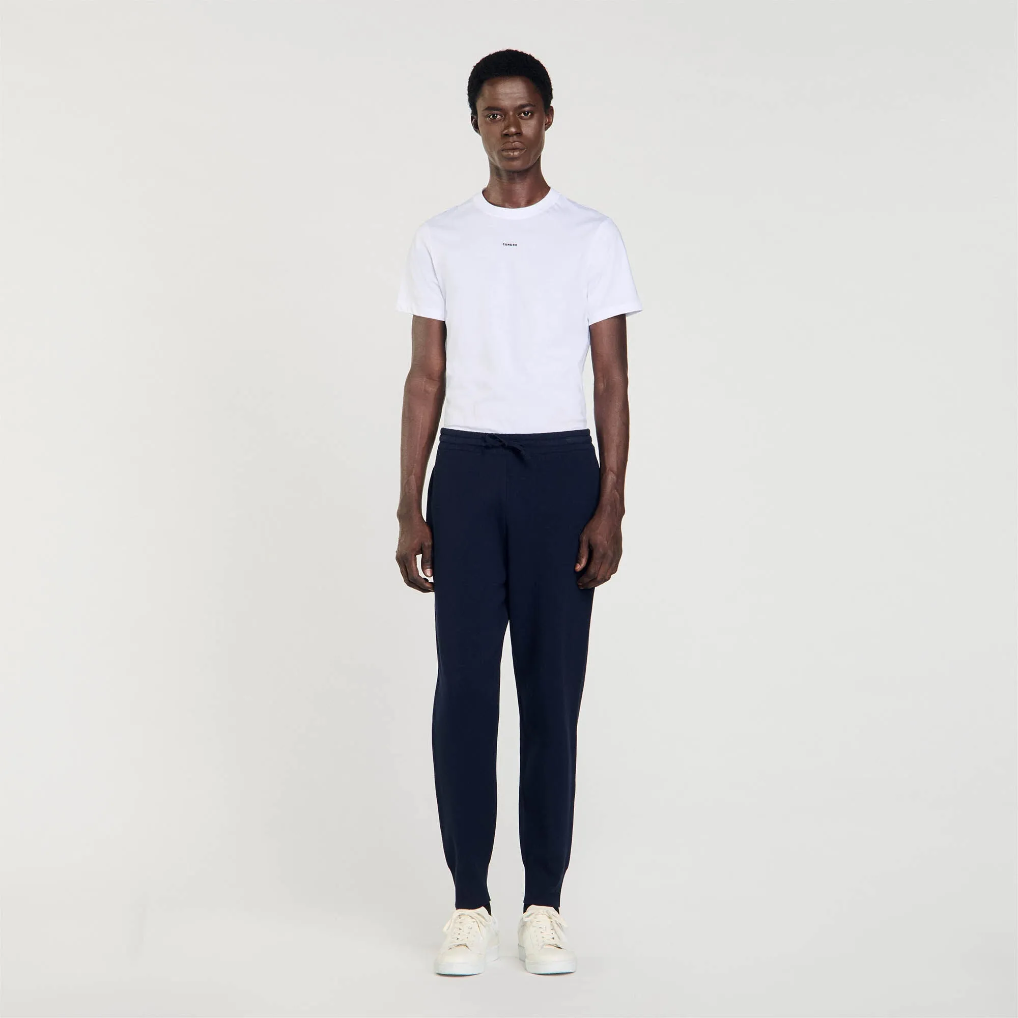 Home Jogging Patch En Cuir Knit Jogging Bottoms Navy Blue