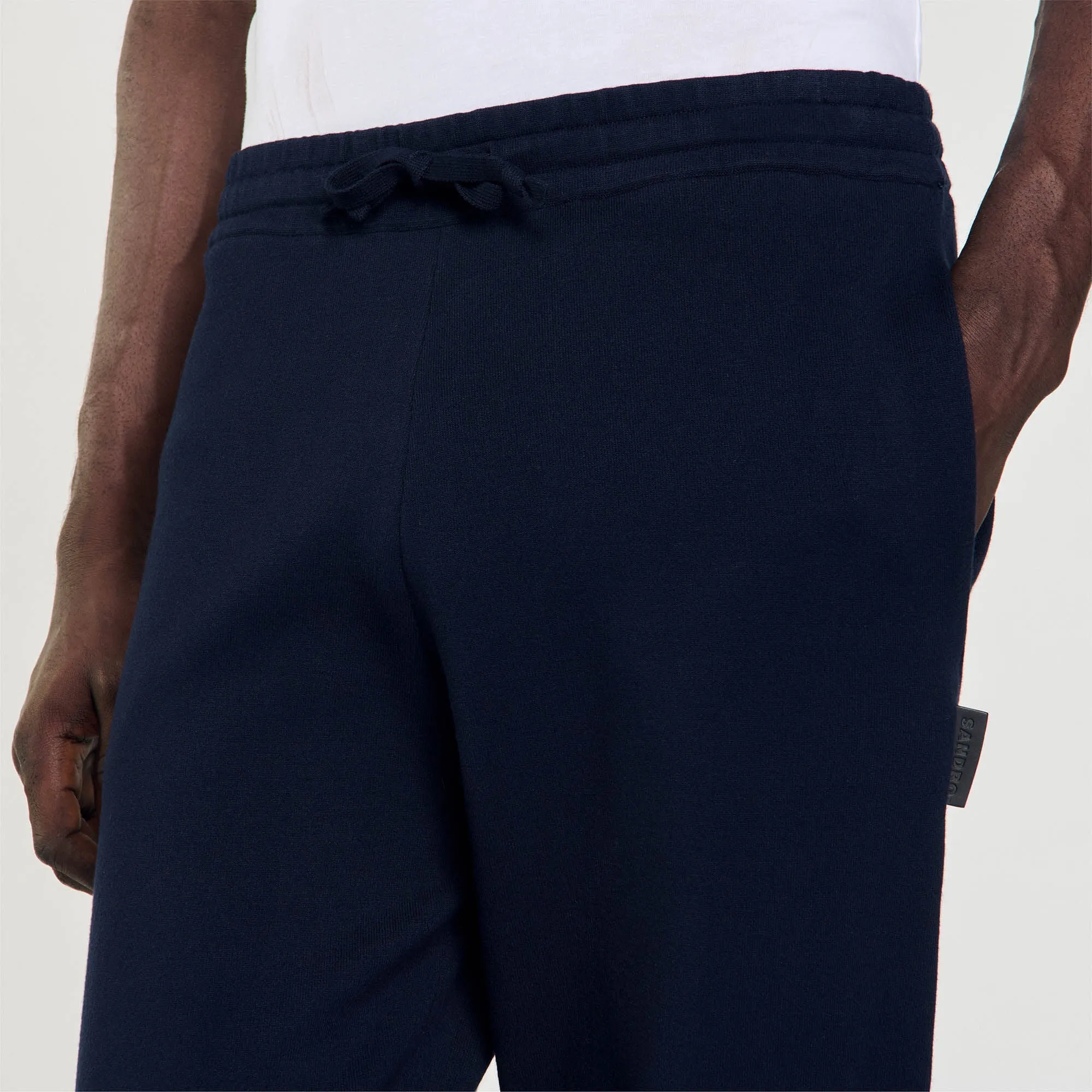 Home Jogging Patch En Cuir Knit Jogging Bottoms Navy Blue
