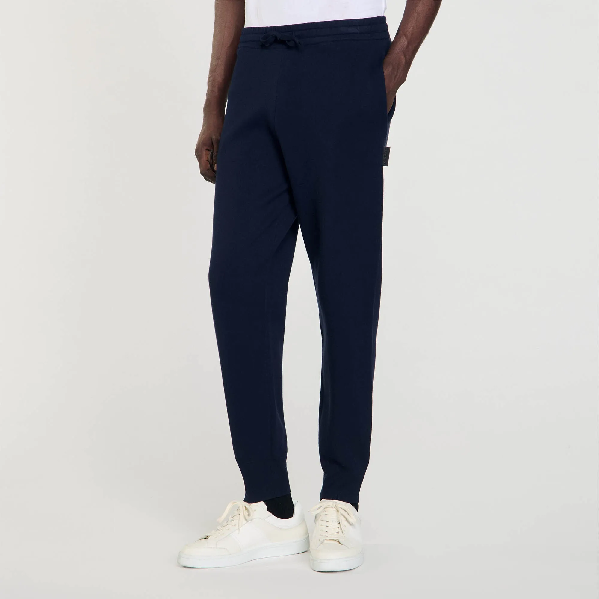 Home Jogging Patch En Cuir Knit Jogging Bottoms Navy Blue