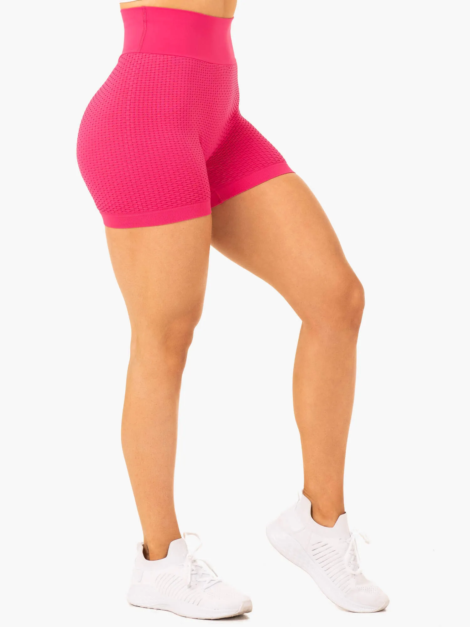 Honeycomb Scrunch Seamless Shorts - Hot Pink