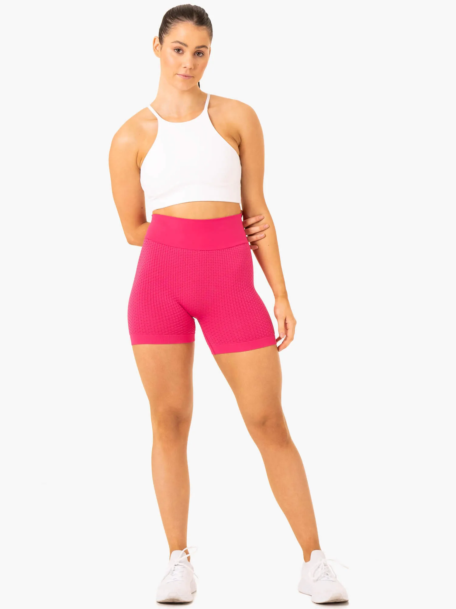 Honeycomb Scrunch Seamless Shorts - Hot Pink