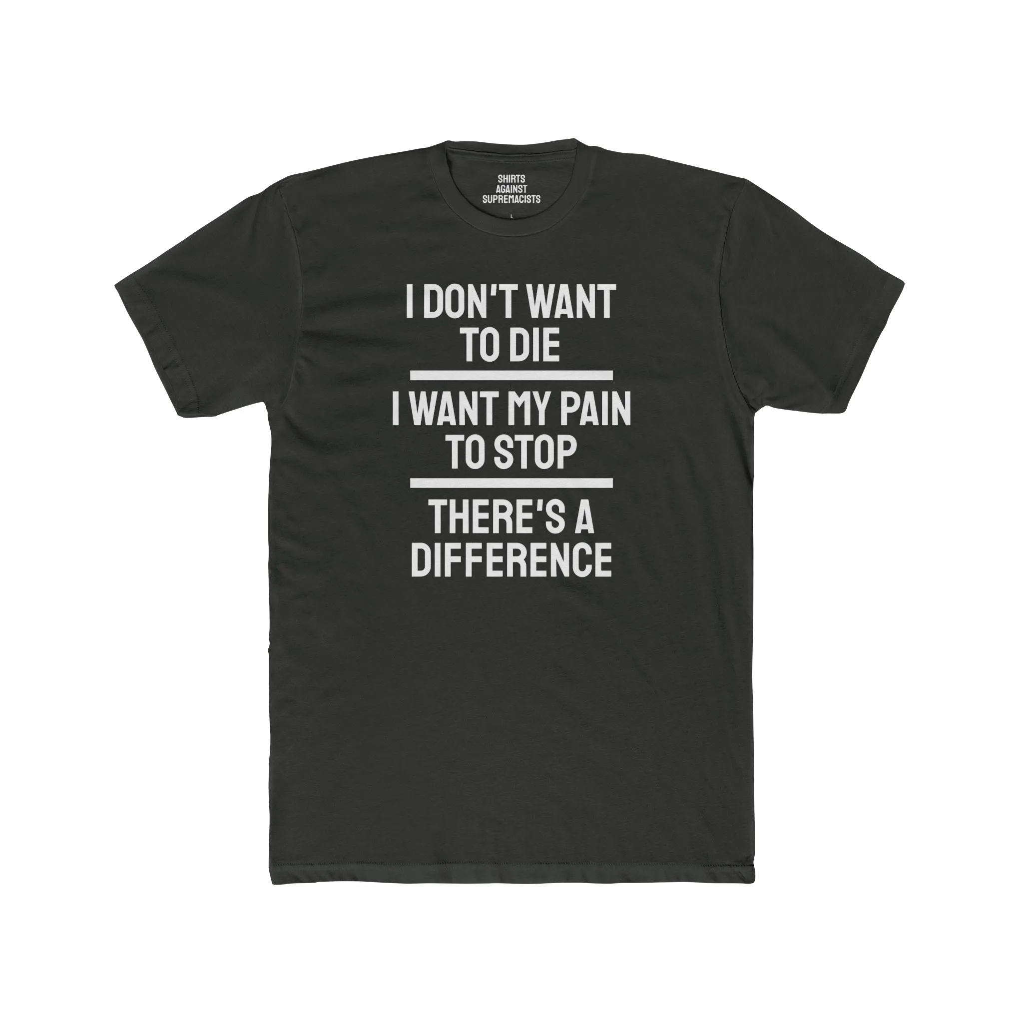 I Don't Want To Die I Want My Pain To Stop There's A Difference - Unisex Cotton Crew Tee