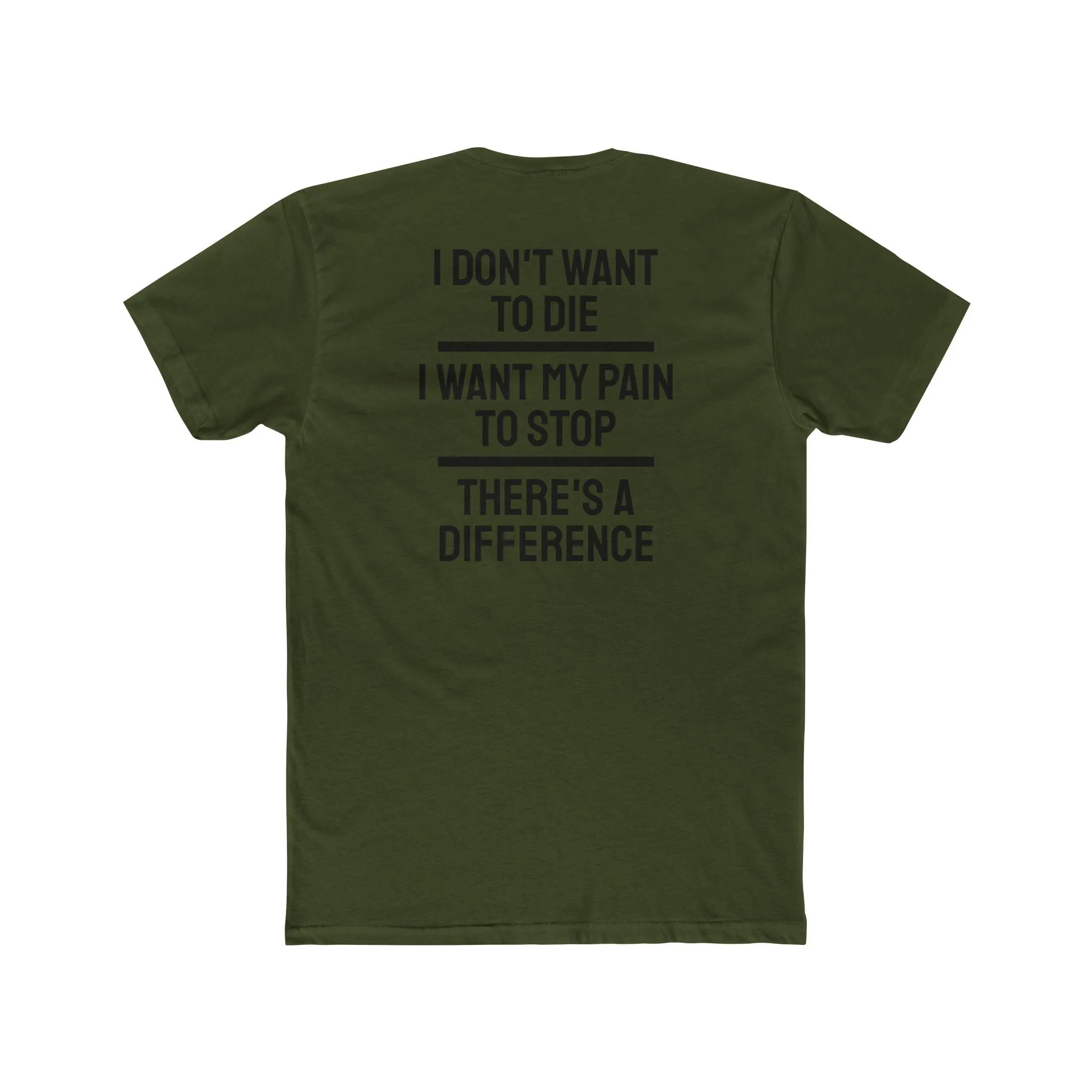 I Don't Want To Die I Want My Pain To Stop There's A Difference - Unisex Cotton Crew Tee