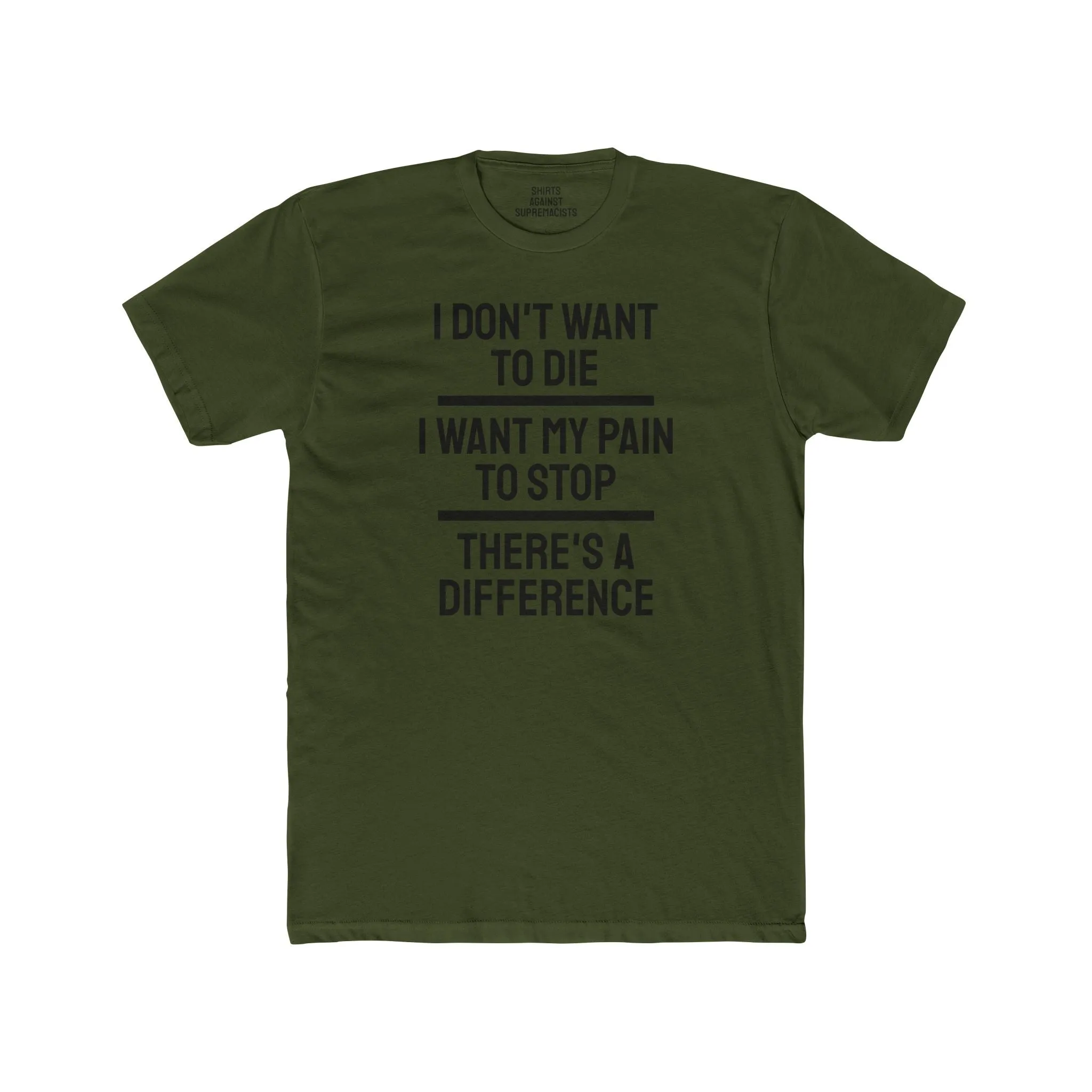 I Don't Want To Die I Want My Pain To Stop There's A Difference - Unisex Cotton Crew Tee