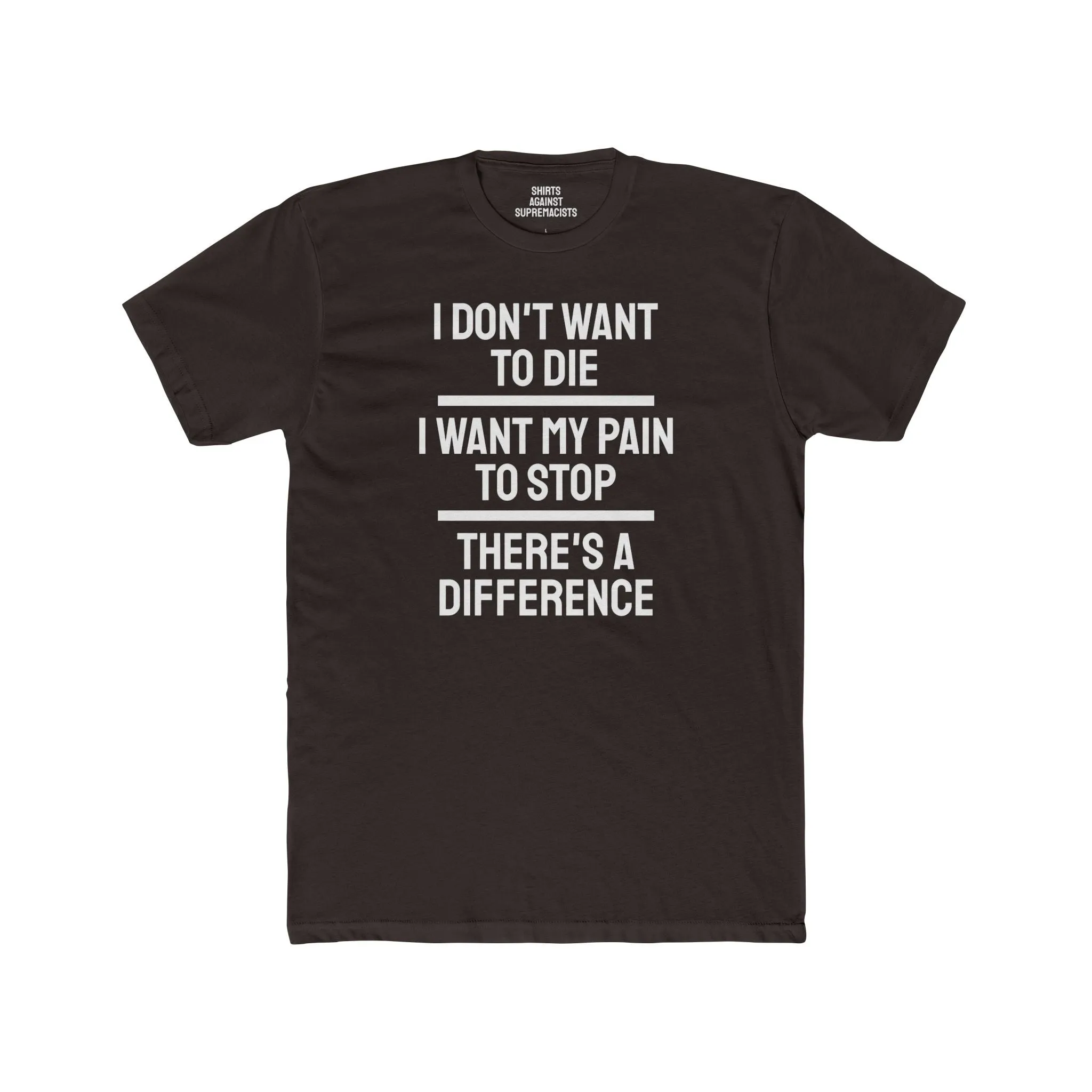 I Don't Want To Die I Want My Pain To Stop There's A Difference - Unisex Cotton Crew Tee