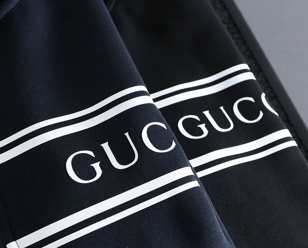 Imported Logo-Print Striped Zip-Up Hoodie