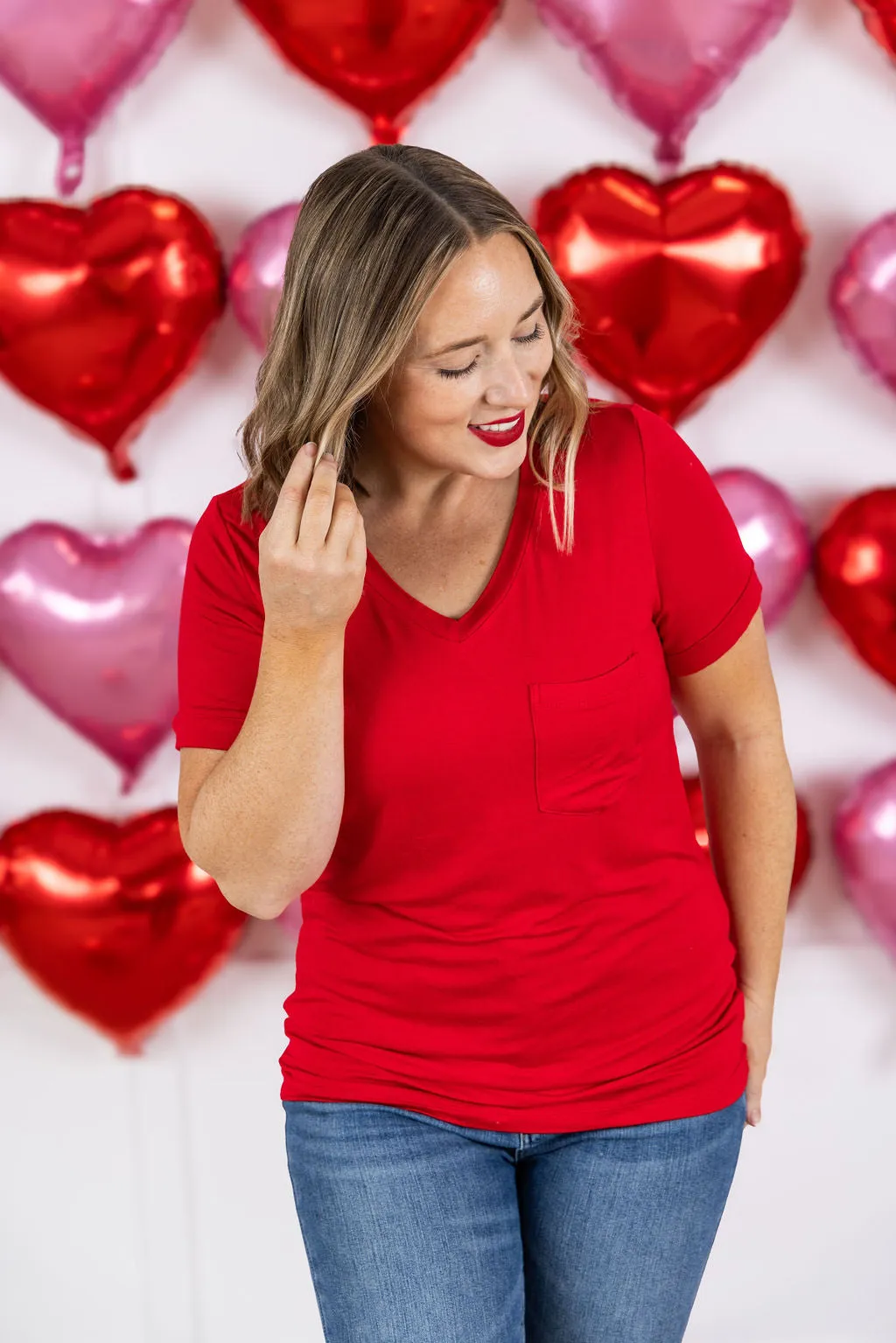 IN STOCK Sophie Pocket Tee - Red
