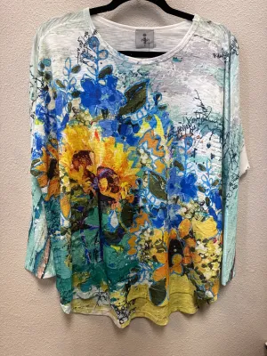 INOAH SUNFLOWER NOTES HI-LO DOLMAN SLVS