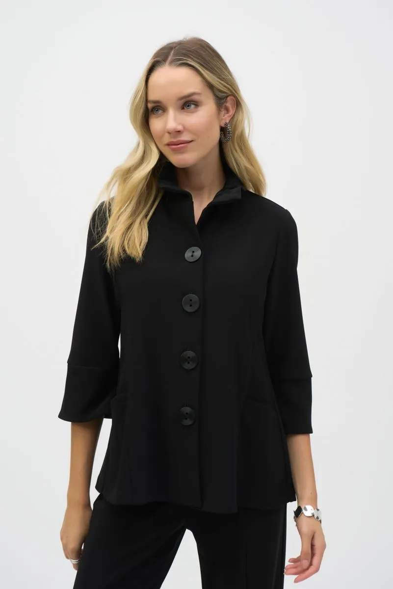 Joseph Ribkoff Shirred Collar 3/4 Sleeves Trapeze Jacket 244196