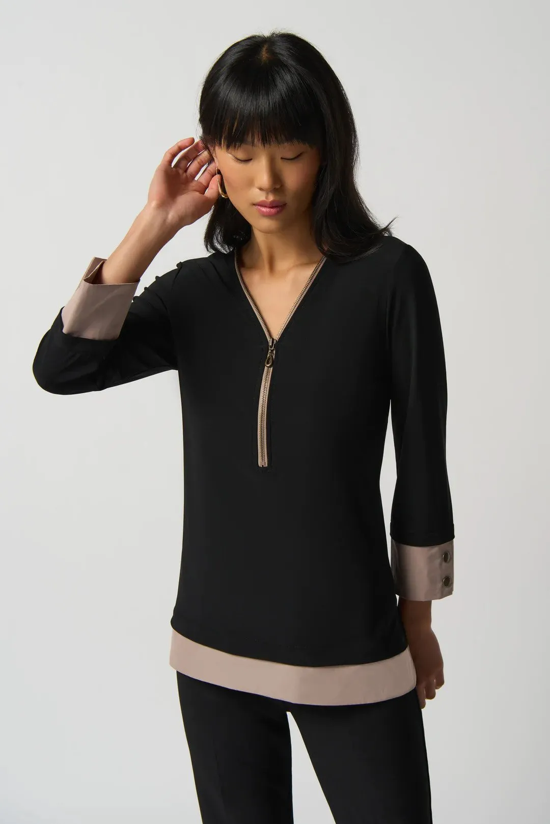 Joseph Ribkoff Zipped Neckline Top Style 233144