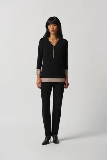 Joseph Ribkoff Zipped Neckline Top Style 233144