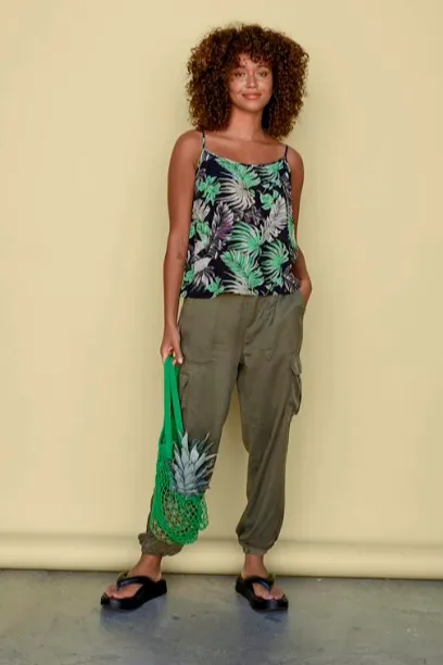 Kaffe - Kalulu Strap Top | Green/Black Floral
