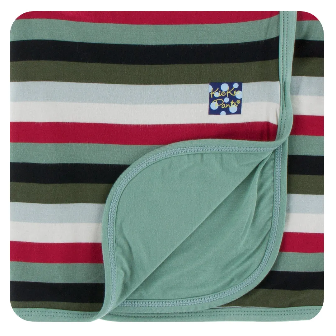 KicKee Pants Christmas Multi Stripe Stroller Blanket