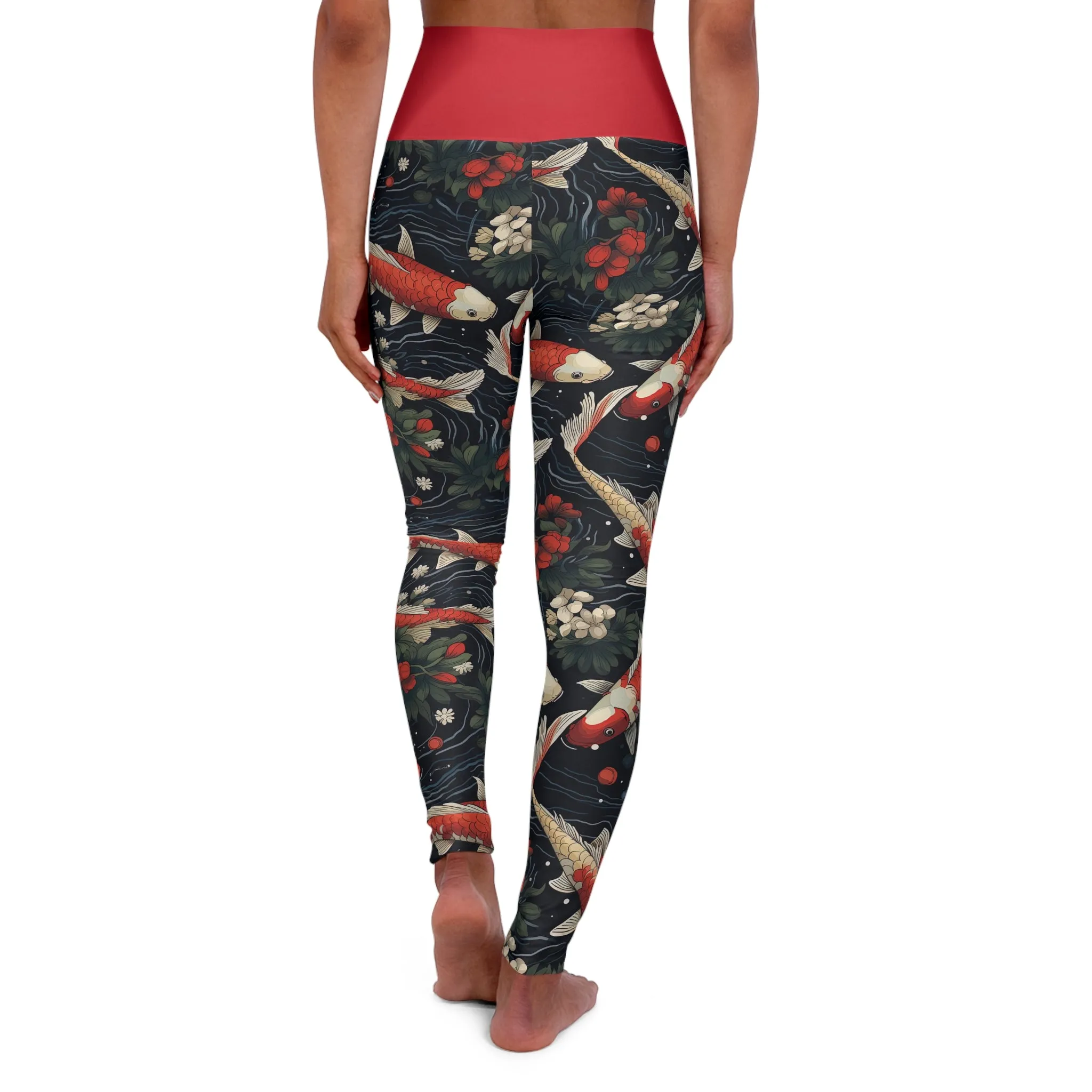 Koi Fish High Waisted Yoga Leggings – Stylish Fitness Gear for Active Lifestyles