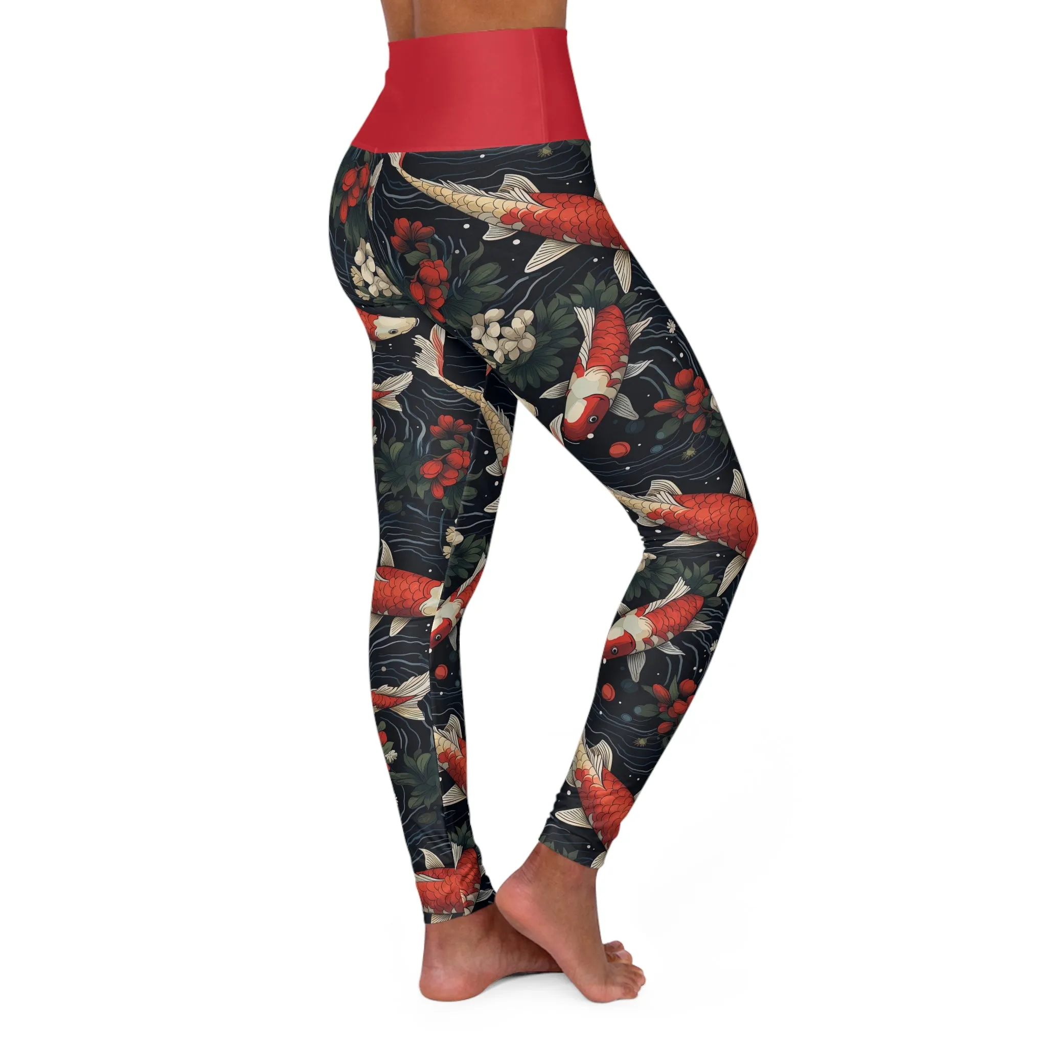 Koi Fish High Waisted Yoga Leggings – Stylish Fitness Gear for Active Lifestyles