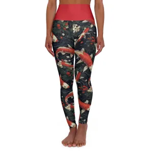 Koi Fish High Waisted Yoga Leggings – Stylish Fitness Gear for Active Lifestyles