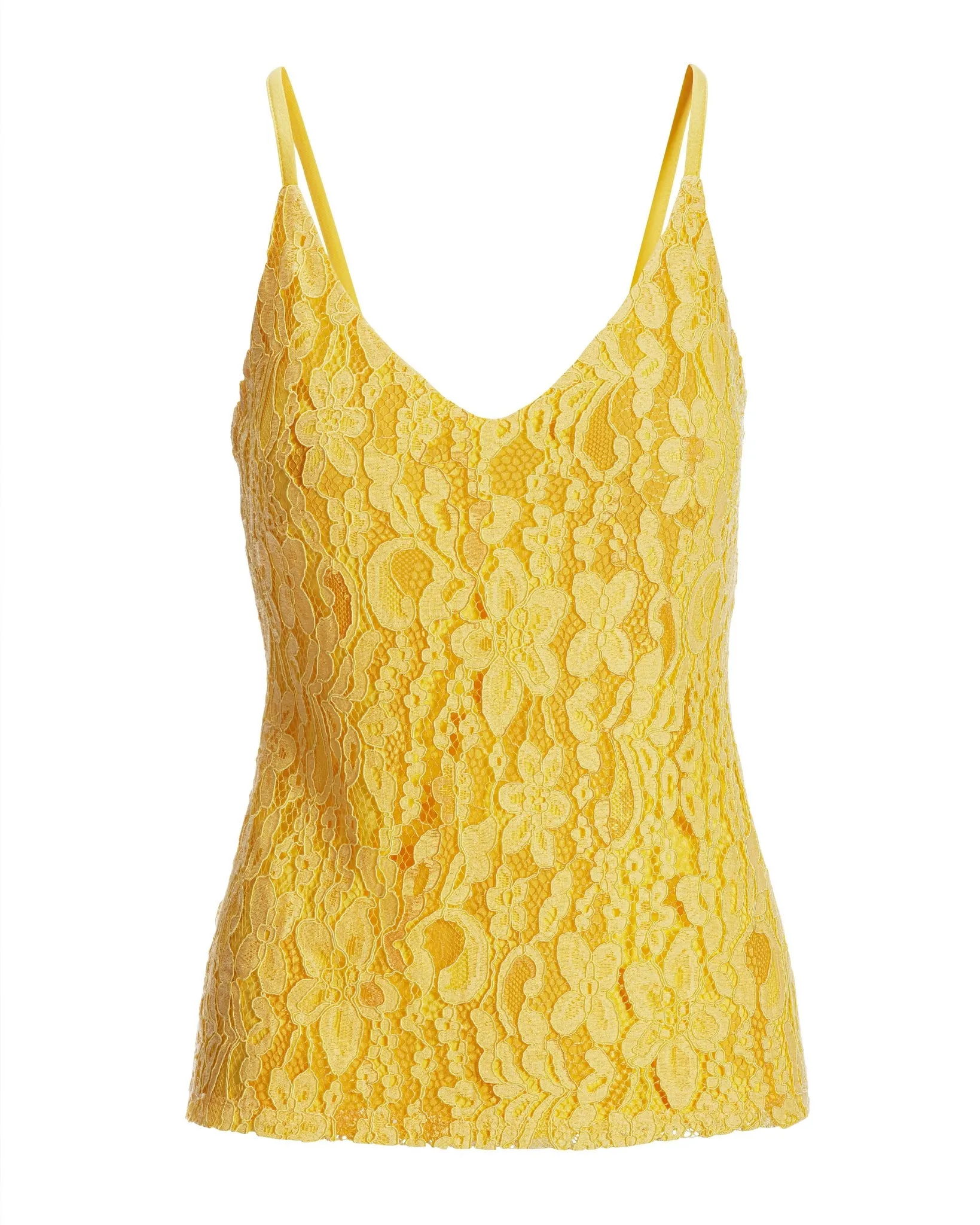 Lace Front V-Neck Cami Top Lemon Drop